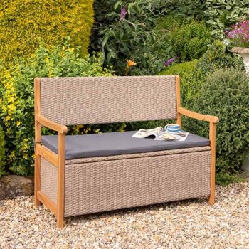 Alderley Rattan Storage Bench - Steel - L60 x W120 x H90 cm - Natural