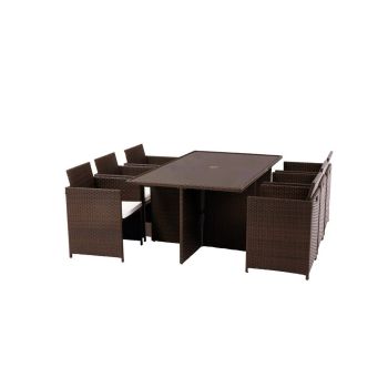 Nevada 6 Seater Cube Set - Steel/Synthetic Rattan - H75 x W114 x L170 cm - Brown