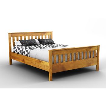 Double Size Bed - Wood - L197 x W146 x H96 cm - Oak