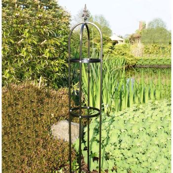 Mini Tower, Garden Obelisk, Plant Support - Solid Steel - L25 x W22.9 x H139.7 cm - Black