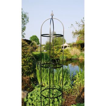 6Ft Traditional Tower - Garden Obelisk, Plant Support - Solid Steel - L37 x W35.6 x H182.9 cm - Black