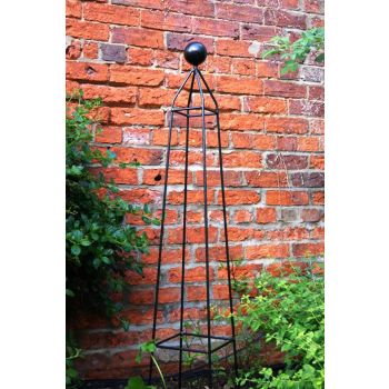 Cleo 6Ft Obelisk - Garden Plant Support - Solid Steel - L32 x W32 x H182.9 cm - Black - Finial is an additional extra