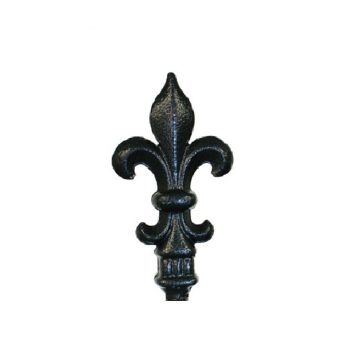 Fleur De Lys Top - Decorative Top for Garden Plant Support - Solid Steel - Black