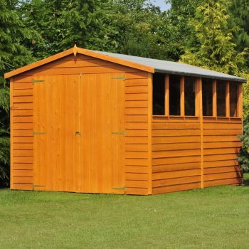 10 x 8 Feet Overlap Double Door W Garden Shed - Dip Treated