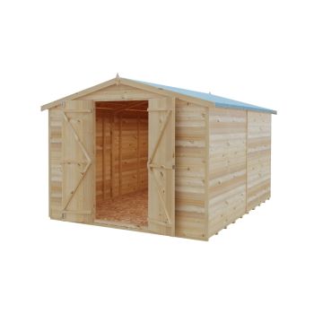 10 x 8 Feet Overlap Dip Treated Apex Shed Double Door No windows