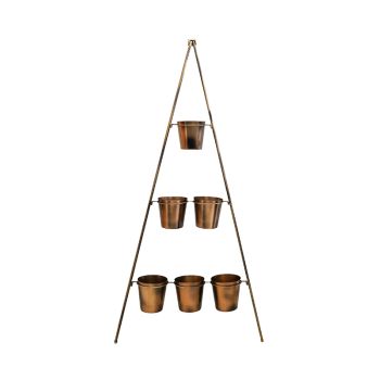 Outdoor Vertical Wall Plant Stand with Planters - Metal - L51 x W51 x H128 cm - Gold