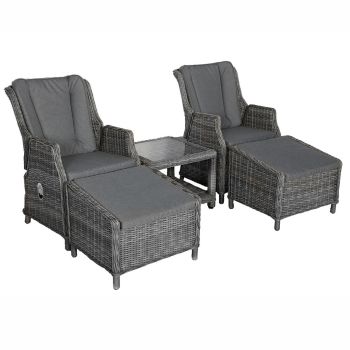 Paris 2 Seater High Back Recliner Comfort Set with Cushions - H45 x W60 x L60 cm