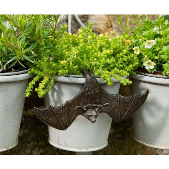 Antique Bronze Coloured Bat Pot Buddy Pot Hanger - L15.5 x W7 x H3.5 cm
