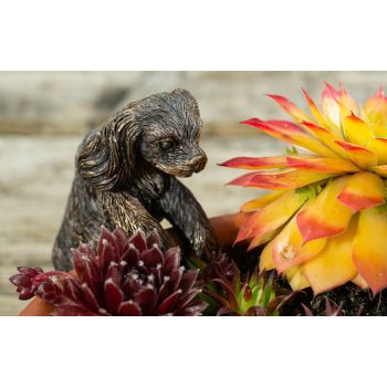 Antique Bronze Coloured Cavalier King Charles Spaniel Pot Buddy Plant Pot Hanger