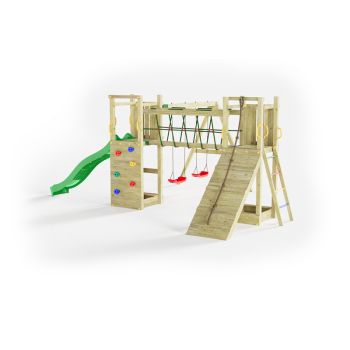 Maxi Fun with Green Slide - Pressure Treated Wood- Outdoor Play Set - L396 x W285 x H272 cm