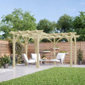 Corner Pergola - Wood - L420 x W420 cm - Light Green