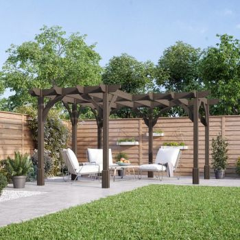 Corner Pergola - Wood - L420 x W420 cm - Rustic Brown