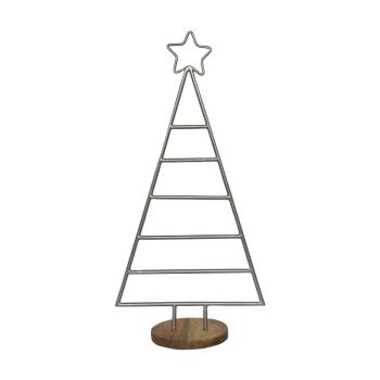 Christmas Tree with Star - Mild Steel/Mango Wood - L15 x W35 x H71 cm - Pewter
