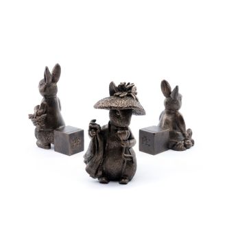 Beatrix Potter Bronze Benjamin Bunny Plant Pot Feet - Set of 3 - L6 x W7 x H11 cm