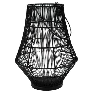 Portofino Curve Wirework Lantern - Mild Steel/Glass - L31 x W31 x H40 cm - Black