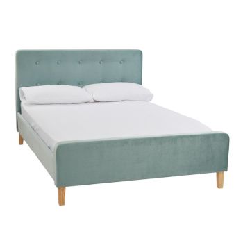 Pierre 4.6 Double Bed - Velvet - L208.5 x W144.5 x H104 cm - Aqua