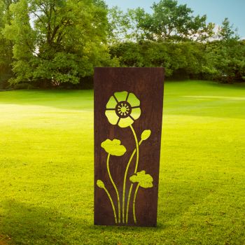 Poppy Garden Screen Small Bare Metal/Ready to Rust - Steel - W35.5 x H116.4 cm