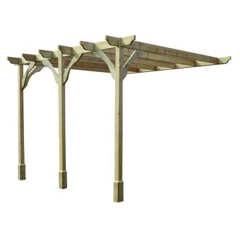 Wall Mounted Premium Pergola 3 Posts - Wood - L180 x W420 x H270 cm - Light Green