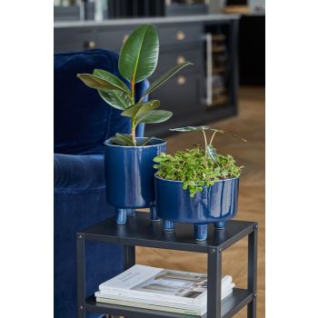 Pisa Planter - Ceramic - L20 x W20 x H24 cm - Navy Blue