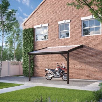 Polycarbonate Roof Car Port 2 Post - Wood - L200 x W290 cm - Rustic Brown