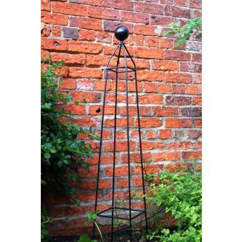 Cleo 5Ft Obelisk - Garden Plant Support - Solid Steel - L28 x W28 x H152.9 cm - Black - Finial is an additional extra