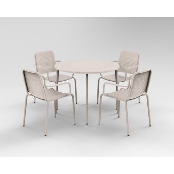 Porto 4 Seater Stacking Round Dining Set - Steel - Champange