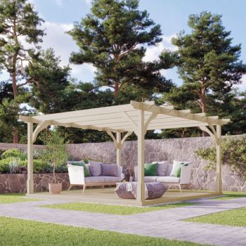 Premium Pergola and Decking Kit - Wood - L240 x W240 x H270 cm - Light Green