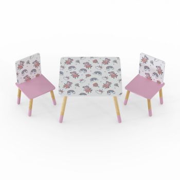 Peppa Pig Kids Table & 2 Chairs Set - Space Saving Play Furniture - Assembly Required