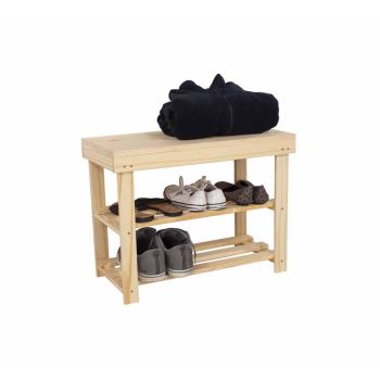 Shoe Bench with Solid Top - W60 x D30 x H45 cm