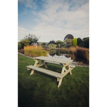Traditional Picnic Table - Timber - L179.5 x W143.5 x H76 cm - Partially Assembled