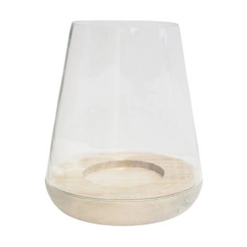 Padstow Rounded Lantern - Whitewash - L21 x W21 x H28.5 cm - Brown