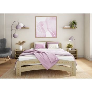 King Size Bed Frame - Wood - L207 x W158 x H80 cm - Pine