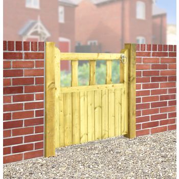 Quorn Single Garden Gate - Pressure Treated Scandinavian Redwood - W900 x H900 mm