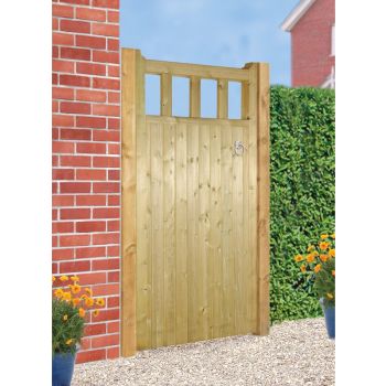 Quorn Tall Single Garden Gate - Pressure Treated Scandinavian Redwood - W1050 x H1800 mm