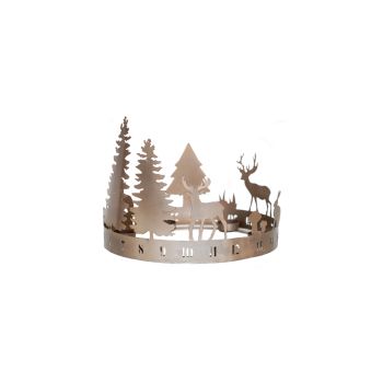 Round Advent Forest Tealight Centrepiece - Mild Steel - L33 x W33 x H25 cm - Copper