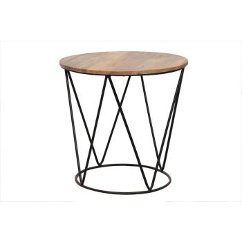 Ravi Side Large Table - Mango Wood/Iron - L51 x W51 x H50 cm - Light Finish