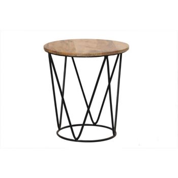 Ravi Side Table - Mango Wood/Iron - L41 x W41 x H45 cm - Light Finish