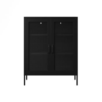 Reuben Storage Cabinet - Steel/Mesh - L40 x W80 x H102 cm - Black - Flat Packed