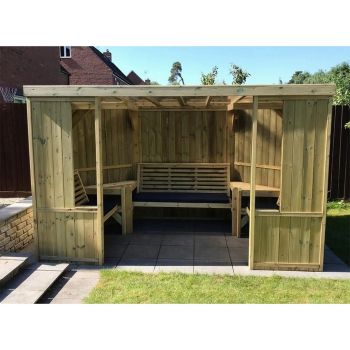 Buttercup Garden Room Shelter -  Swedish Redwood - L210 x W335 x H205 cm - Assembly included - Set of Waterproof Cushions Included
