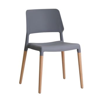 Riva Chair (Pack of 2)  - Plastic/Wood - L54 x W55 x H81 cm - Grey