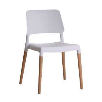 Riva Chair (Pack of 2) - Plastic/Wood - L54 x W55 x H81 cm - White