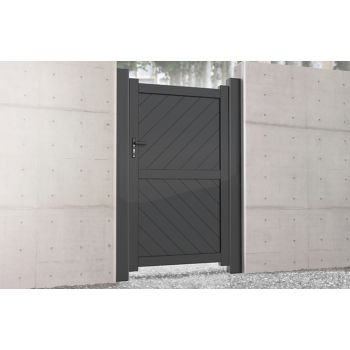 Pedestrian Gate 1000x1600mm Grey - Diagonal Solid Infill and Flat Top