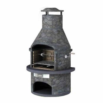 Rondo Dark Masonry Barbeque - Slate/Stainless Steel - L77 x W119 x H206 cm - Grey