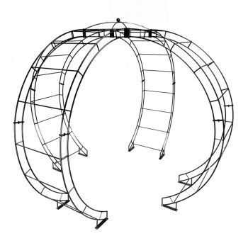 Round Gazebo - Steel - L307.4 x W307.4 x H254 cm - Bare Metal/Ready to Rust