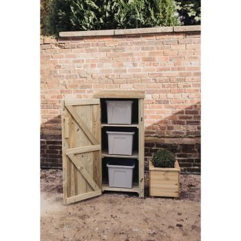 Recycle Store with Door - Timber - L75 x W67 x H141 cm - Partially Assembled