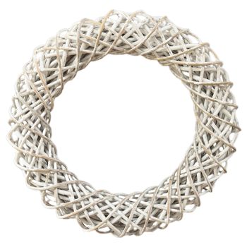 Wreath - Rattan/Wicker - L10 x W50 x H50 cm - White Wash