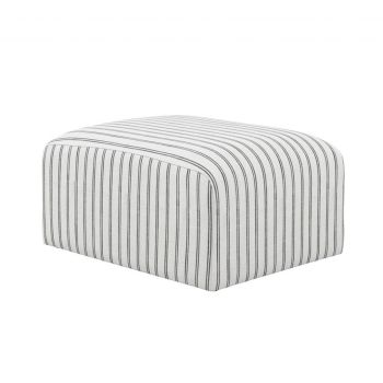 Ryder Chalk Stripe Pouffe - Woven - L70 x W90 x H44 cm - White/Black - Fully Assembled