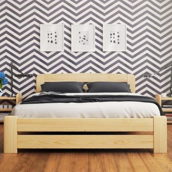 Super King Size Bed Frame - Wood - L207 x W188 x H80 cm - Pine