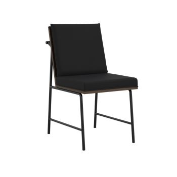 Scout Indoor Dining Chair (Pack of 2) - House Weave/Rubber Wood - L63 x W47.5 x H89 cm - Onyx/Walnut - Flat Pack