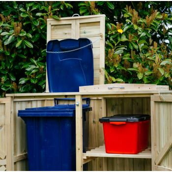 Shireburn 1 Wheelie Bin/2 Recycle Box Store - L80.4 x W134 x H120 cm - Fits 1 x 180L or 240L Wheelie Bins & 2 x Recycle Boxes